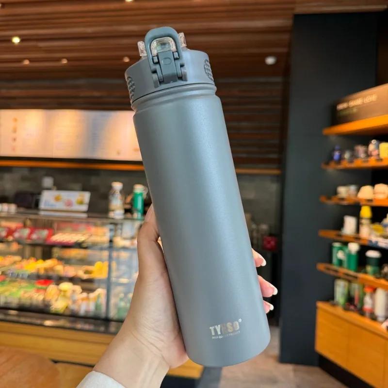 600ML/750ML Thermos Bottle with Straw Stainless Steel Vacuum Flask Insulated Water Bottle Travel Cup Mug Termica