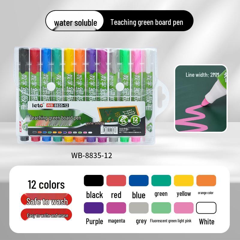 

Letu Green Water-Soluble Board Marker for Whiteboards, Blackboards, Aluminum, and Glass – Dustless and Wipeable Liquid Chalk.