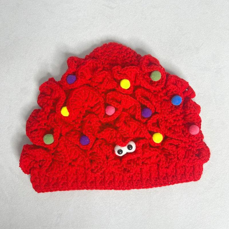 

Handmade Wool Crochet Christmas Tree Hat червоний