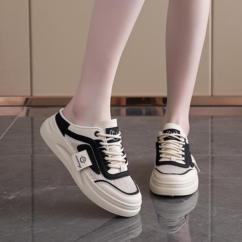 

Customized half-drag little white shoes for women 2025 summer breathable mesh casual versatile lazy half-tray tide NK703 35