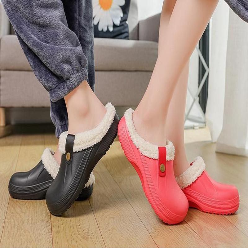 

Женские теплые тапочки, садовая обувь, мягкие непромокаемые плюшевые тапочки из ЭВА, женские сабо, парная домашняя нечеткая обувь для спальни