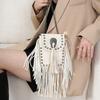 Fashion soft leather rivet fringed bag chain shoulder bag crossbody bag women's bag