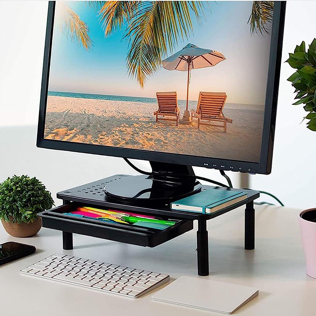 NANKIN black laptop monitor stand + drawer