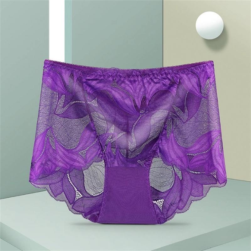 Women Panties Lace Briefs High Waist Underwear Female Intimates Mesh Breathable Underpants