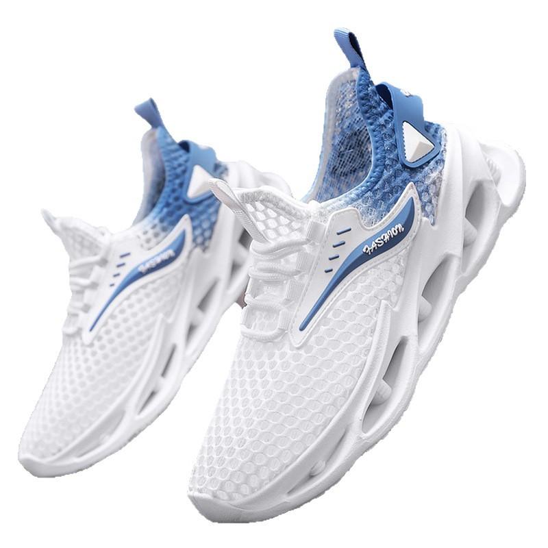 Mesh men's shoes are breathable and hollow in summer, daily versatile casual thick-soled solid color sports men's trendy shoes