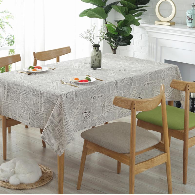 Retro Cotton Linen Tablecloth English Newspaper Dustproof Anti Slip Table Mat Minimalist Hotel Home Tea Table Decoration Cloth