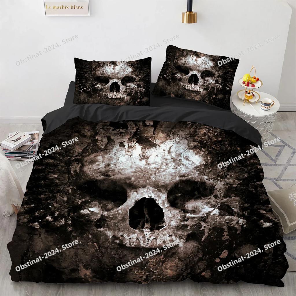 New Distressed Bedding Set Single Twin Full Queen King Size Bed Set Aldult Kid Bedroom Duvet cover Sets Skeleton Bed Sheet Set