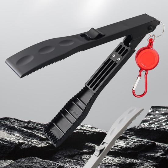 Fish Gripper with Anti-lost Rope Anti-slip Handle Lightweight Portable Fish Grabber Handheld Fish Control Clamp Pliers Tong Fishing Accessories