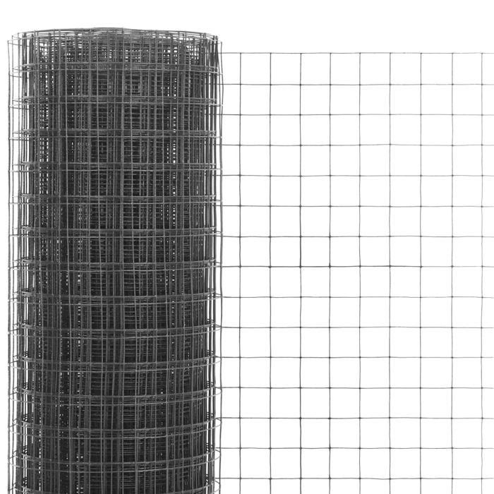 VidaXL Grillage Métal Acier Revêtement PVC 25x0,5 m Carré Gris Clôture Jardin 143653