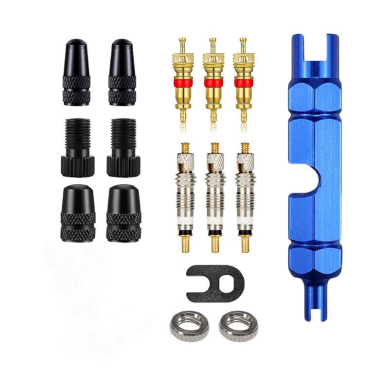 Bike Valve Core Set & Wrench Converter for Mountain and Road Repairs