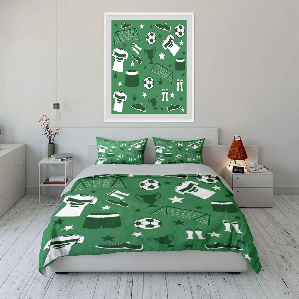 Soccer Sports Theme Pattern Bedding Duvet Cover Set  (1*Duvet Cover 2*Pillowcases, without duvet insert)