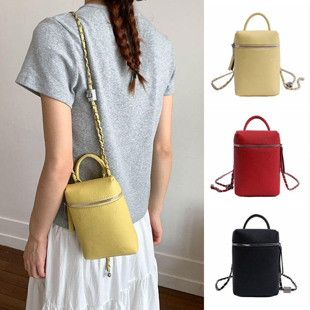 Small Leather Square Bag Solid Color Women’s Handbag Fashion Single Shoulder Bag  Lady