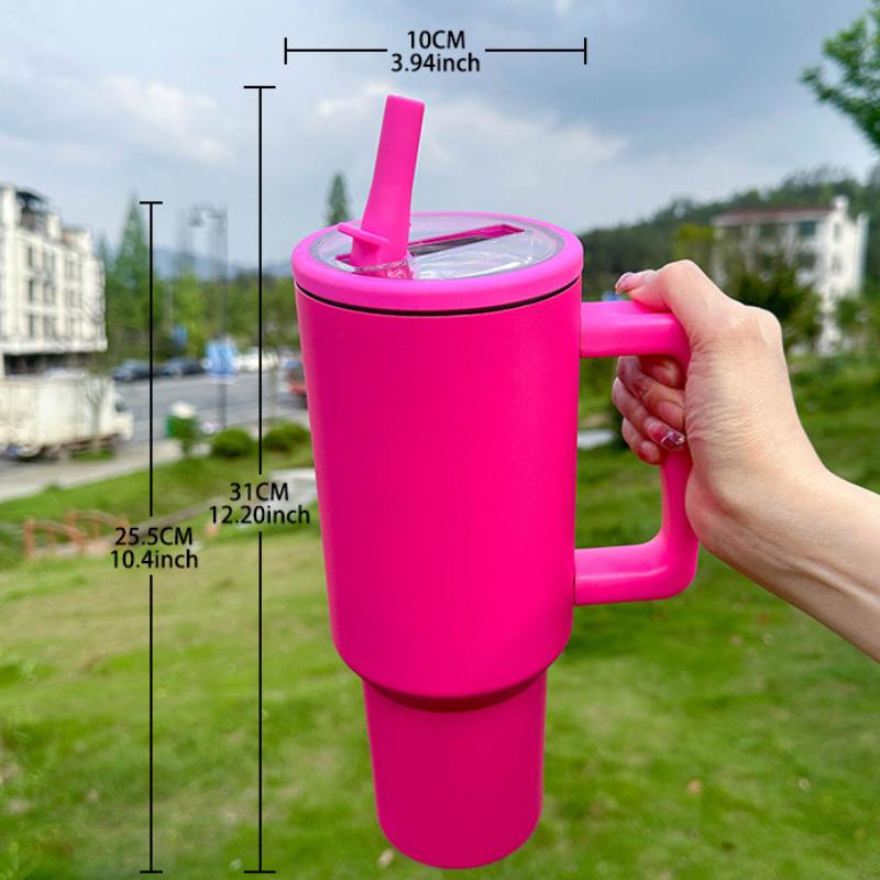 40oz Double-layer Ice Cream Cup Leak Proof Foldable Straw Cover Portable Straight Drinking Mouth Car Cup