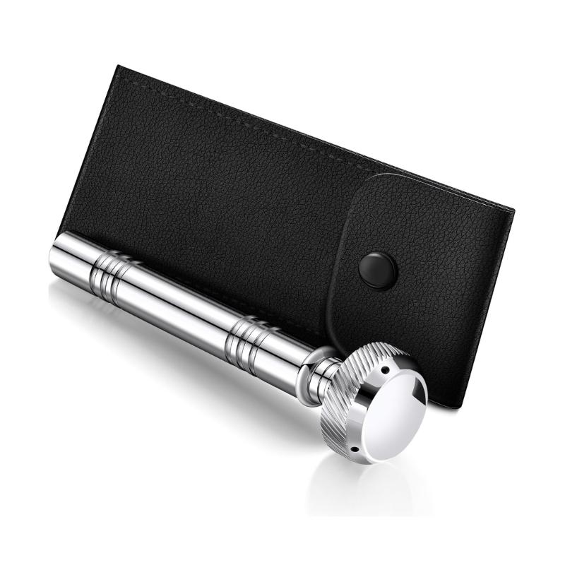 Elegant Pocket Aspergillum Holy Water Sprinkler Holy Water Container for Sacred Ceremonies with Leather Carrying Case серебряный