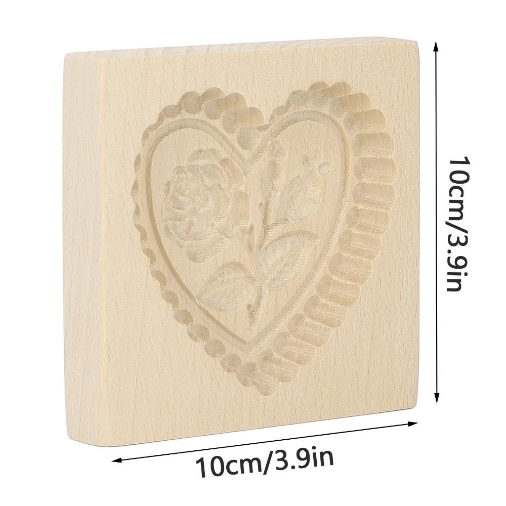 Natural Beech Wood Wooden Cookie Mold Fruit Tree Roses Heart Rose Bunny Flower Biscuit Mould Smooth Surface Rounded Edges
