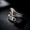 Silver Plated Spanner Finger Ring Adjustable Biker Jewelry Trendy Wrench-Shaped Open Ring  Overlay