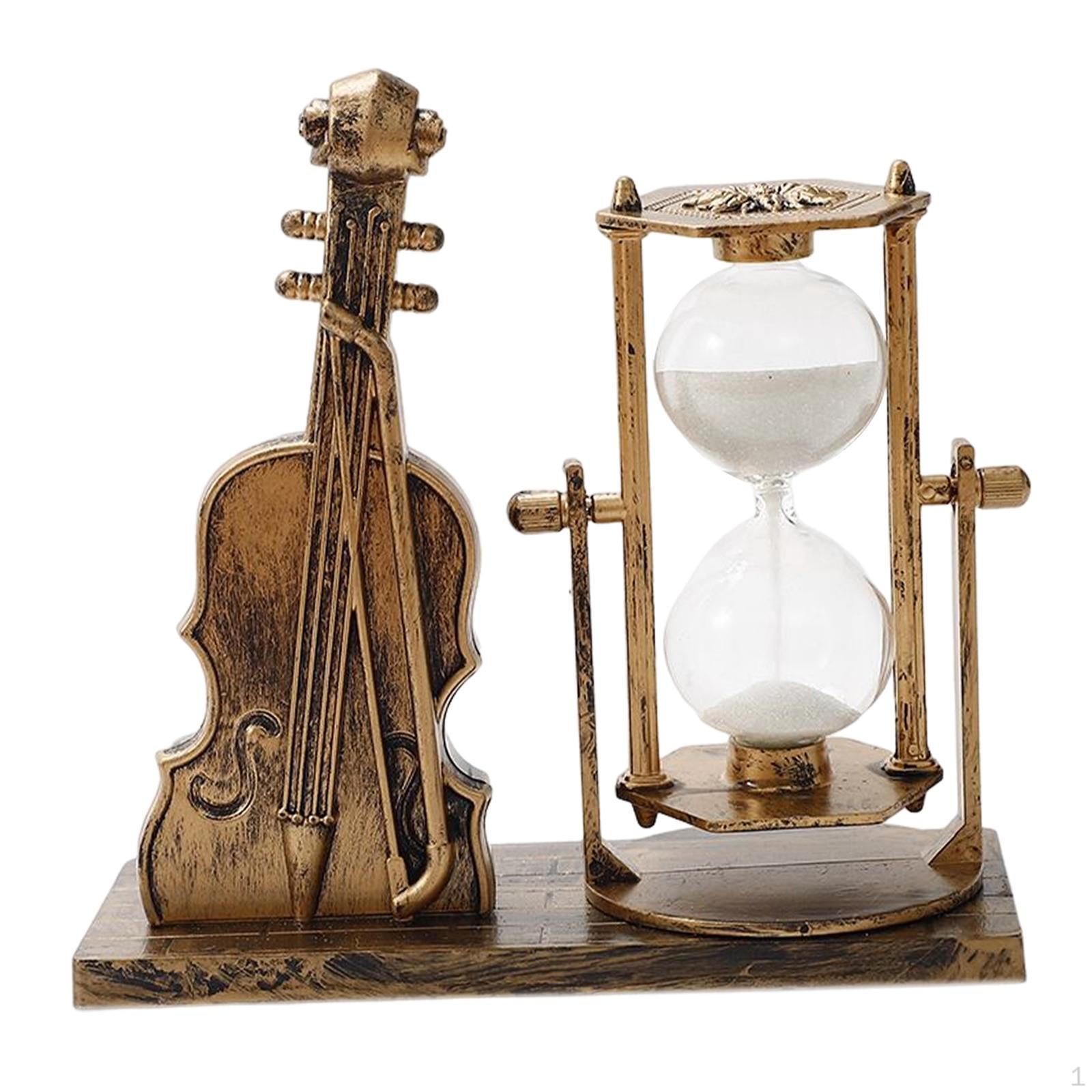 

Desktop Hourglass Violin Collection Beautiful Decorative Retro Sandglass Ornament for Desk Home Aureate