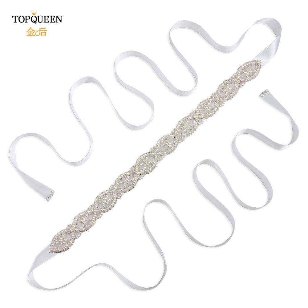 

TOPQUEEN S353A Ремни ручной работы для свадебного платья Украшение жемчугом Женское свадебное женское вечернее платье с лентами и поясами