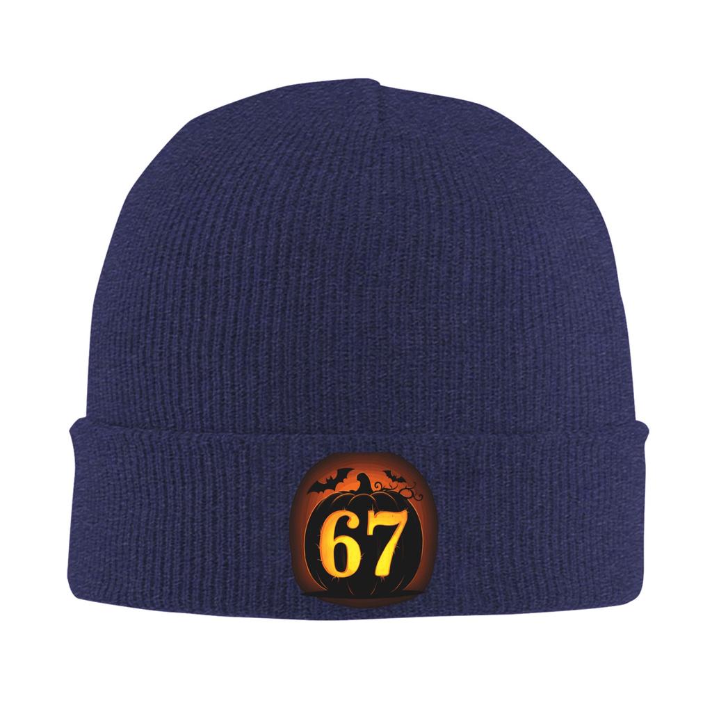 67 Meme Halloween Bats Knitting Hat  Beanie Hats Kpop Warm Unisex Adult Bonnet Hats Winter Custom Trendy Caps Birthday Present