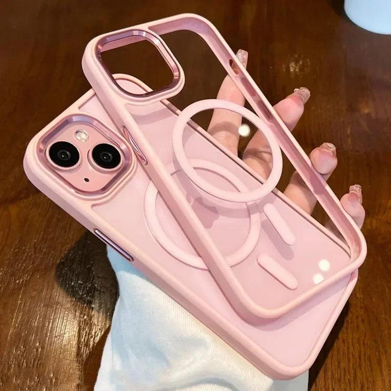 Magnetic Luxury Clear Armor For Magsafe Wireless Charging Case for iPhone 15 14 Plus 13 12 11 Pro Max Shockproof Bumper Cover