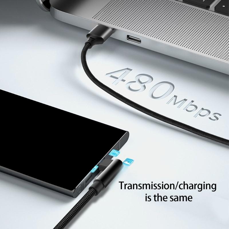 L Shape Type C Charging Cord 6A Fast Charging Cable with Reinforced Braiding for Smartphones Pad Available in 3 Size