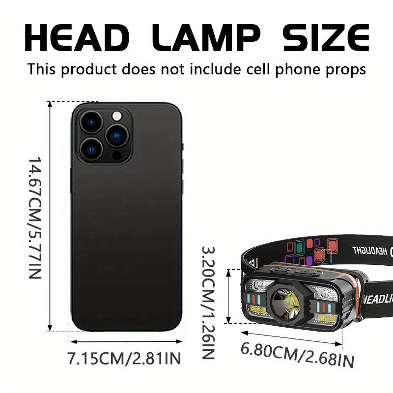 LED Outdoor Rechargeable Headlamp with Motion Sensor for Running,Hiking,Fishing,Floodlight,Emergency Lighting,Camping,Walking,Maintenance,Inspection