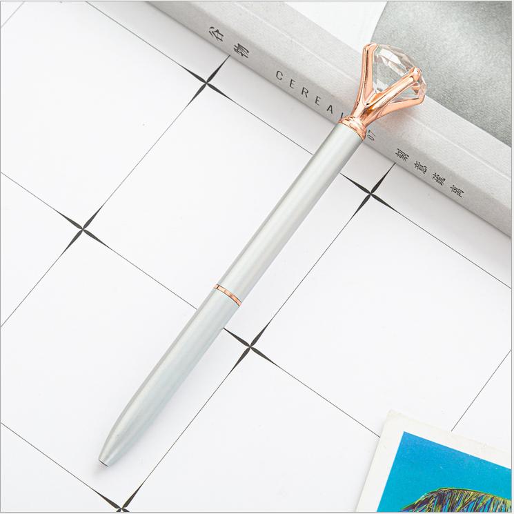 

1 шт. новая металлическая шариковая ручка хрустальная ручка детский подарок для письма инструмент с большим бриллиантом модные канцелярские принадлежности для школы офисные принадлежности