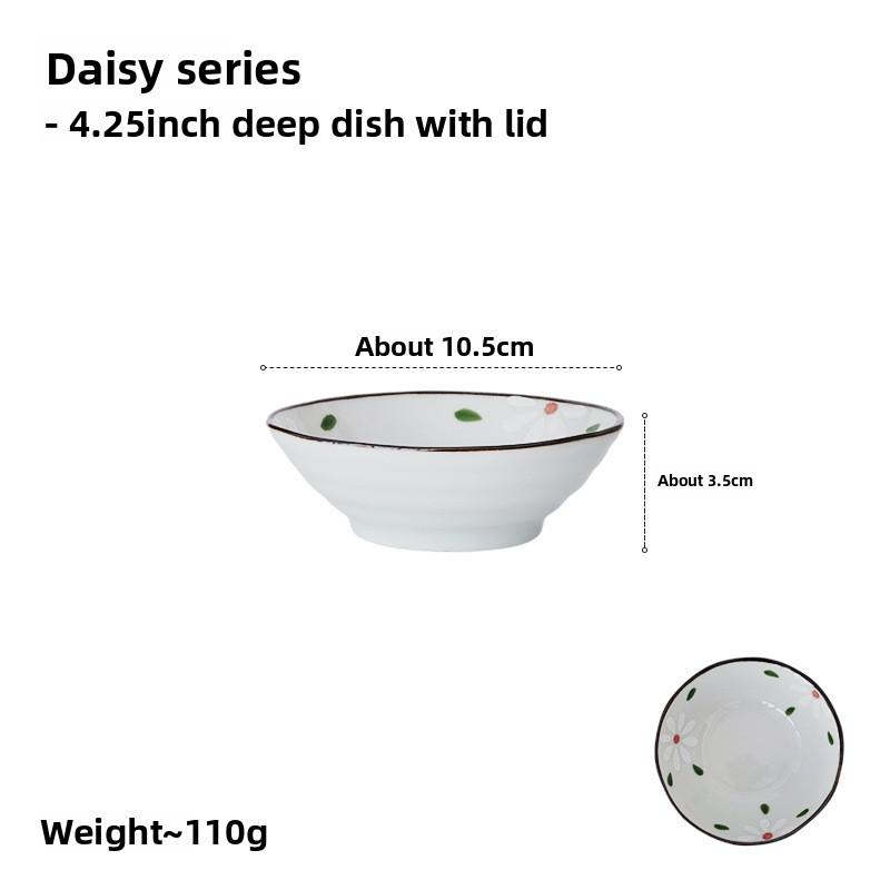 

Japanese Daisy Ceramic Plate Set High Temperature Underglaze Color Round Dish for Sushi Dessert Multipurpose Tableware