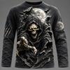 Halloween MenGraphic Printed Long Sleeve T Shirt Gothic Skull Pullover Tops Autumn New Festive Gift Men Clothing Tops Tees