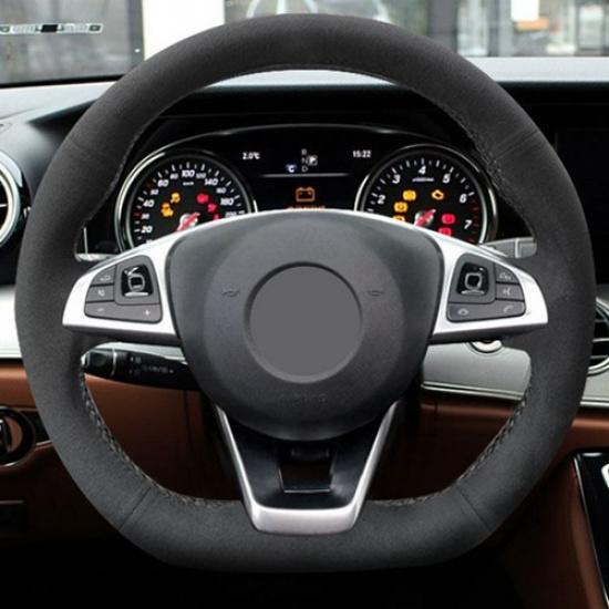 Черная накладка на руль из замшевой кожи для Mercedes Benz E-Class W213 2016-18