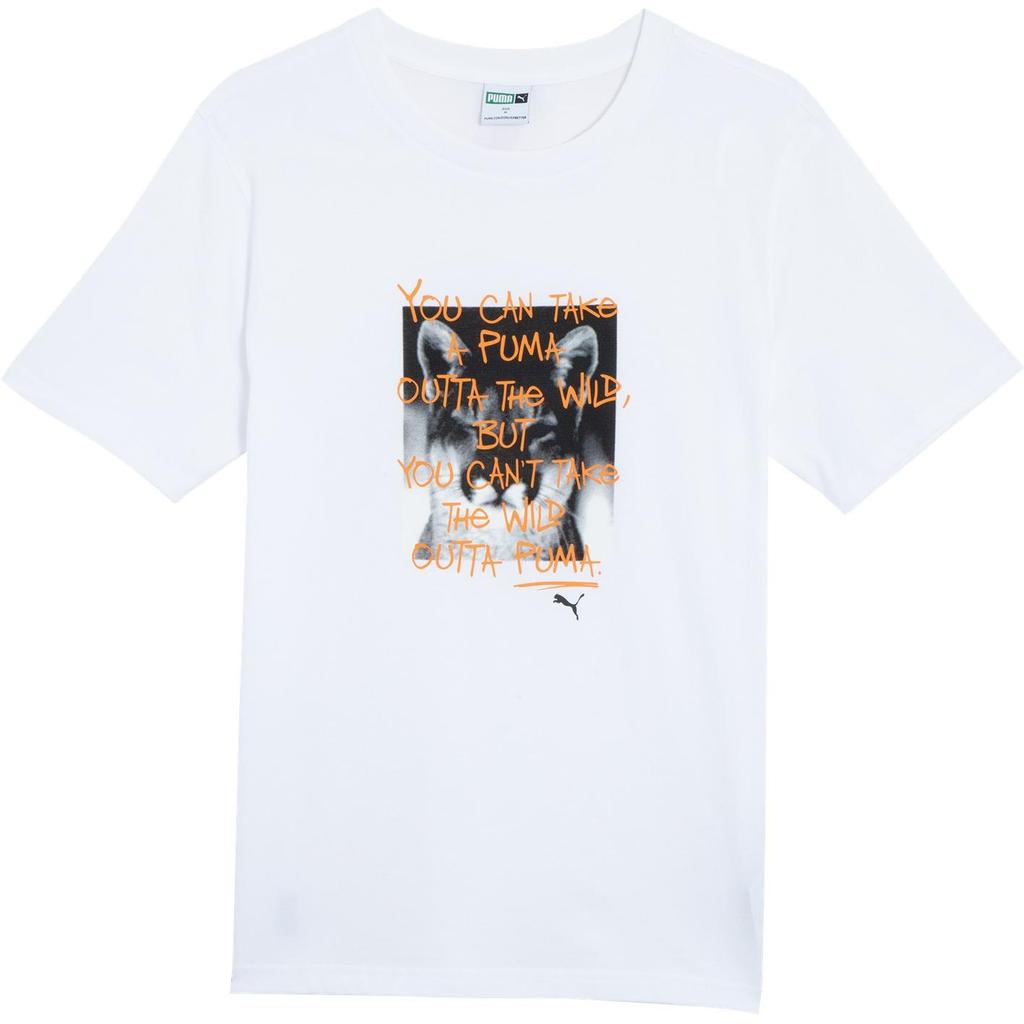Puma Cat Tee Casual Printed Short Sleeve T-Shirt Unisex Tops White 628116-02