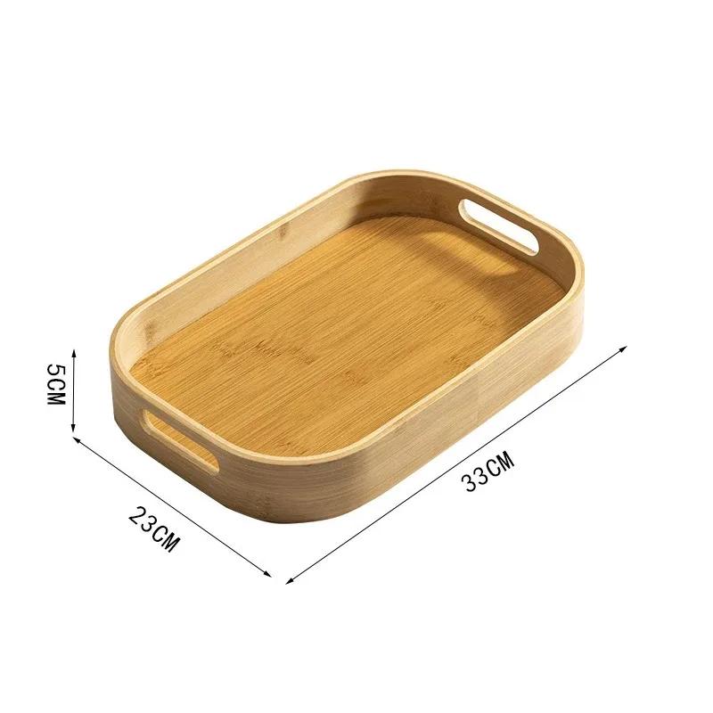 Bamboo Rectangular Round Tea Tray Simple Wooden Storage Trays Hotel Home Breakfast Dessert Food Serving Tray Kitchen Supplies