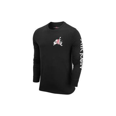 Air Logo Print Rundhals Langarm T-Shirt Herren Oberteile Schwarz DN1447-010