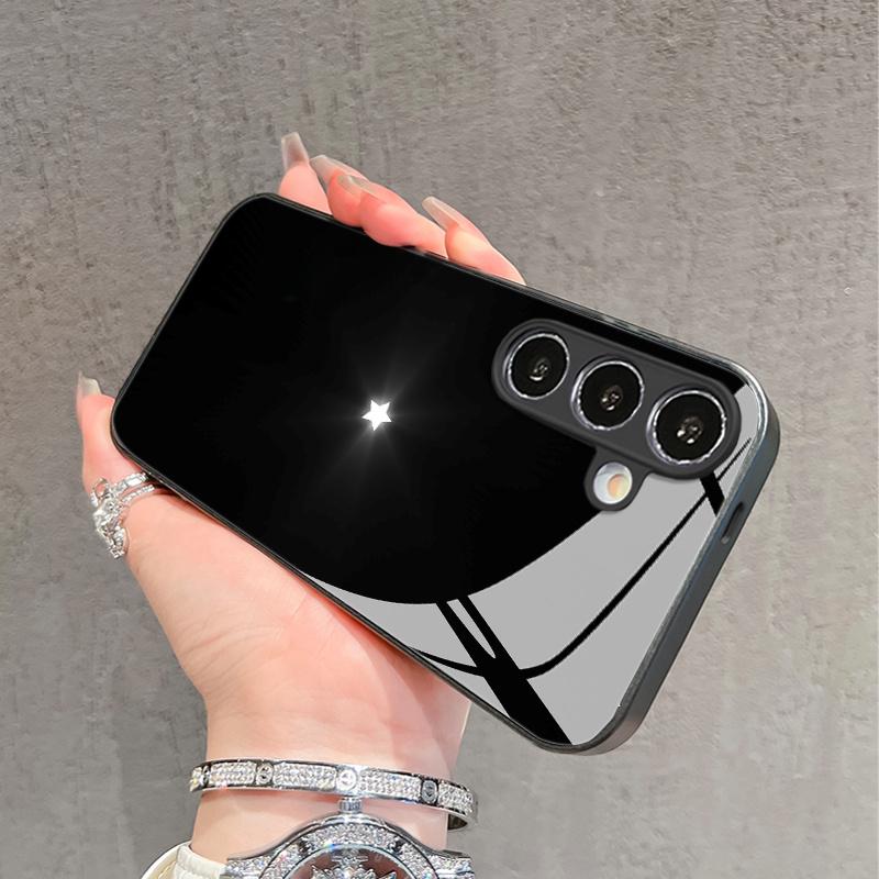 Simple and shiny five pointed star pattern tempered glass phone case for Samsung Galaxy S26 S25 S24 S22 S21 S20 fe/plus/ultra