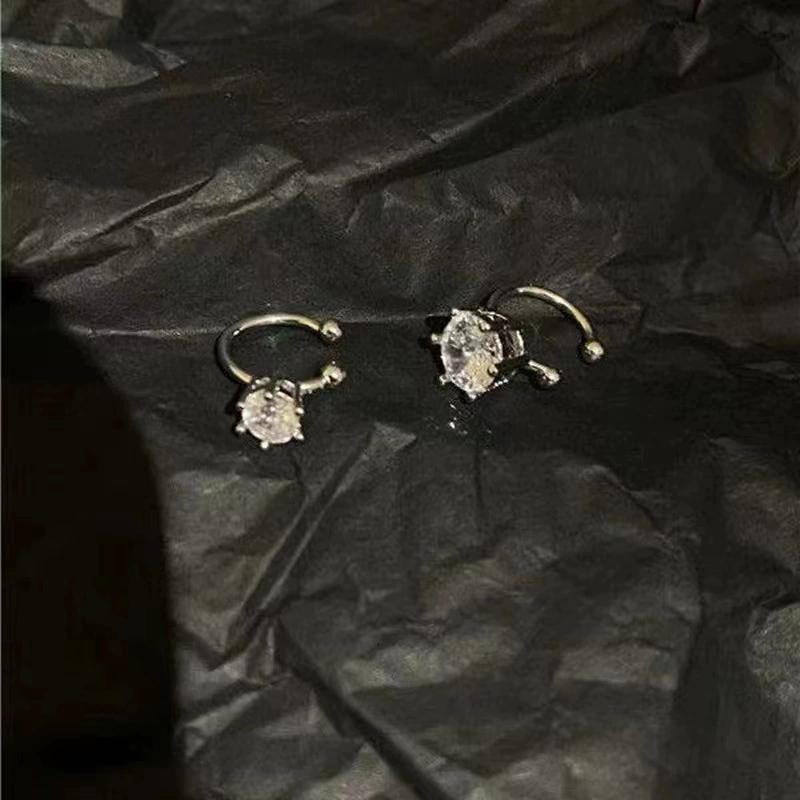 Elegant Shiny Zircon Clip Earrings Adjustable Non Piercing Ear Clips for Women Daily Wear Party Banquet Jewelry Gift New Fashion
