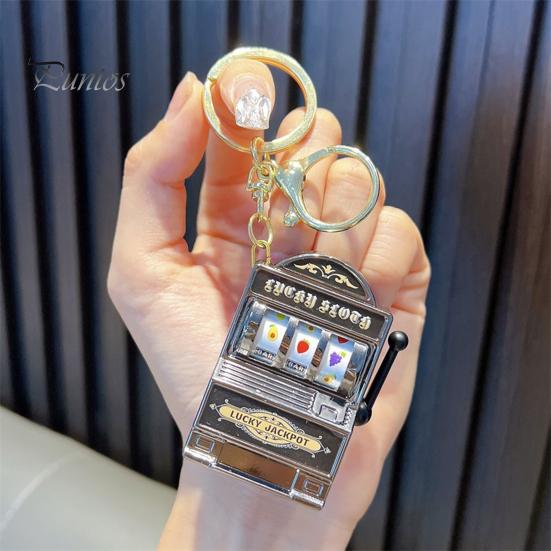 Mini Casino Game Console Keychain Portable Plastic Key Chain Fun Gift for Gamers Multi-Functional Gaming Key Ring