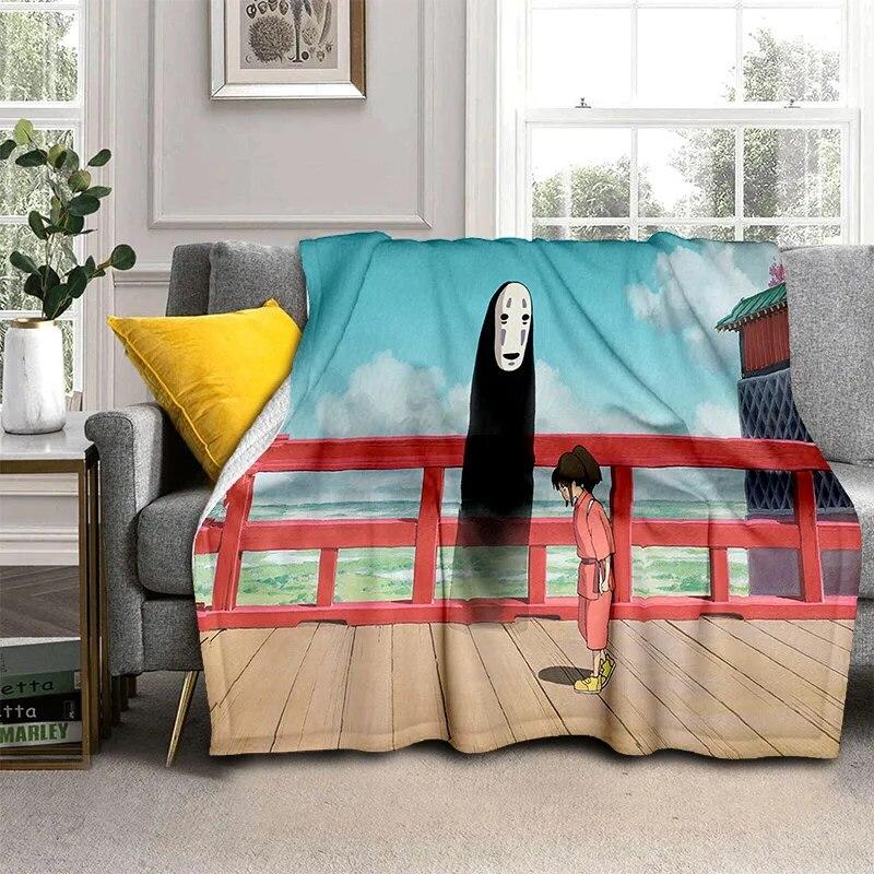 Spirited Away 3D-Cartoon-Anime-HD-Decke, weiche Überwurfdecke für Zuhause, Schlafzimmer, Bett, Sofa, Picknick, Reisen, Büro, Decke für Kinder