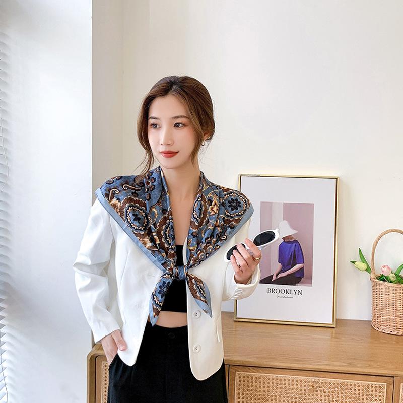 90CM Four Seasons Square Large Square Scarf Luxury Decorative Shirt Professional Headscarf Hairband Sunscreen Headscarf