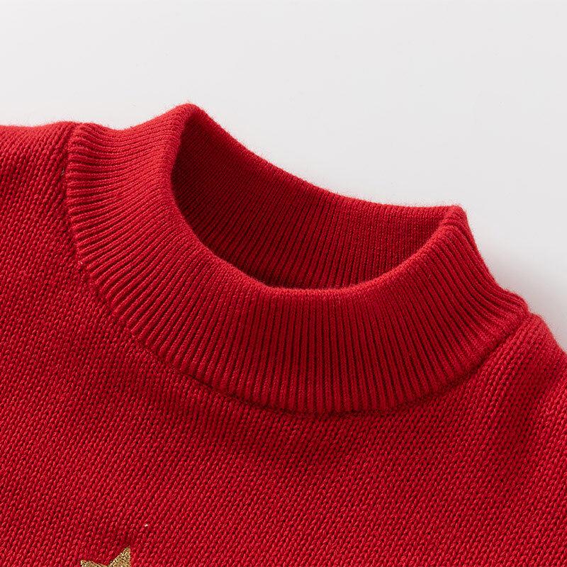 Girls' Winter Fleece-Lined Knitted Sweater