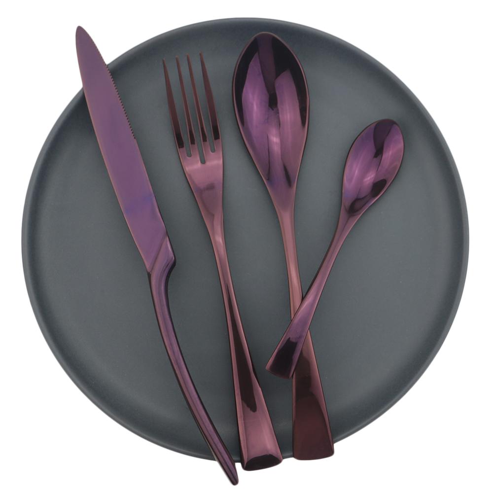 4Pcs/Set Rose Dinnerware Set Stainless Steel Cutlery Set Dinner Knife Fork Tea Spoon Tableware Set Home Kitchen Silverware Set