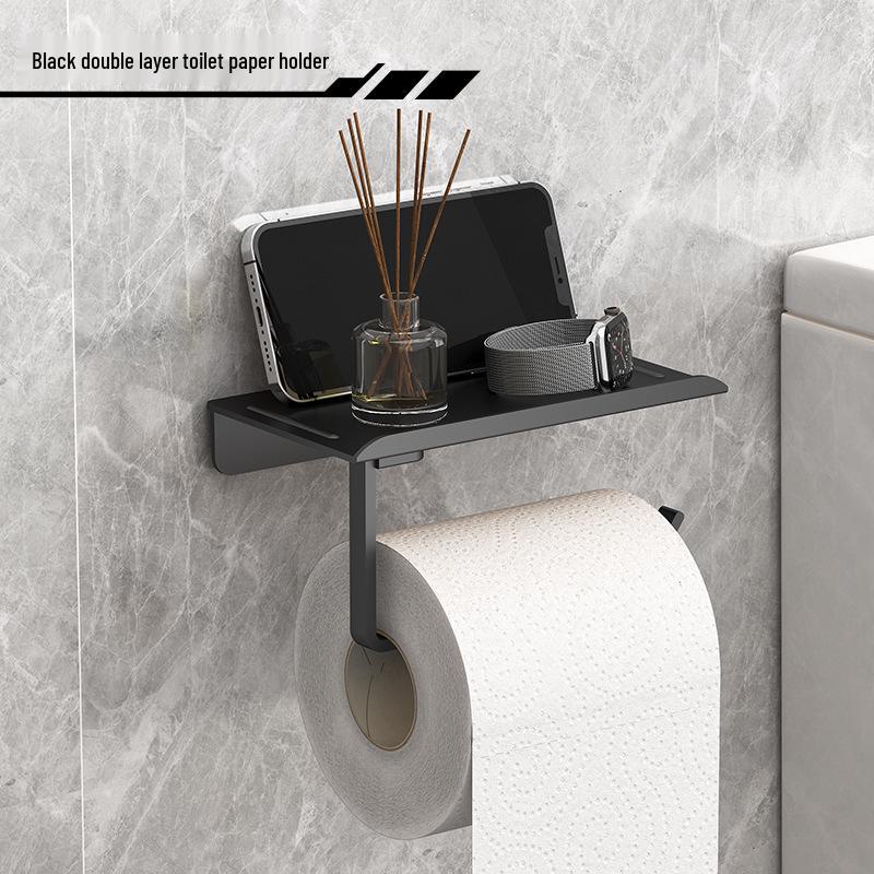 Wall-Mounted Toilet Paper & Tissue Box Storage Rack