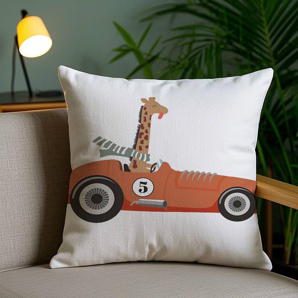 Мультяшные животные Автомобильное искусство Наволочка Противопылевая наволочка Невидимая молния Шелковистый короткий плюш Чехол для диванной подушки 12x12Inch