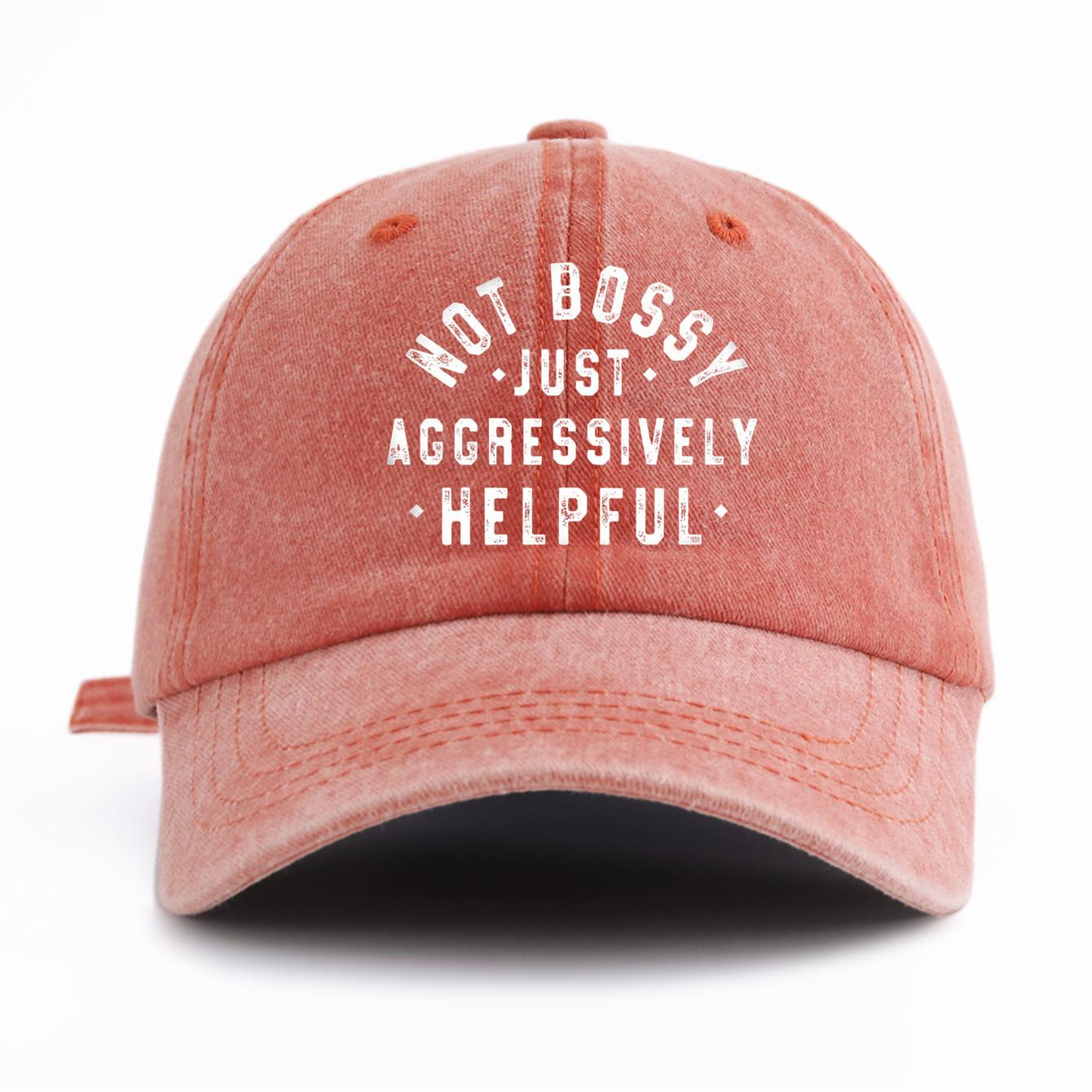 

1pc NOT BOSSY Print Washed Baseball Cap for Adults,Minimalist Retro Style Casual Soft Adjustable Dad Hat, Perfect As Gift помаранчевий