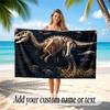Dinosaur Theme Quick Dry Beach Towel Custom Name Text Print Large Sand Resistant Towel Beach Vacation