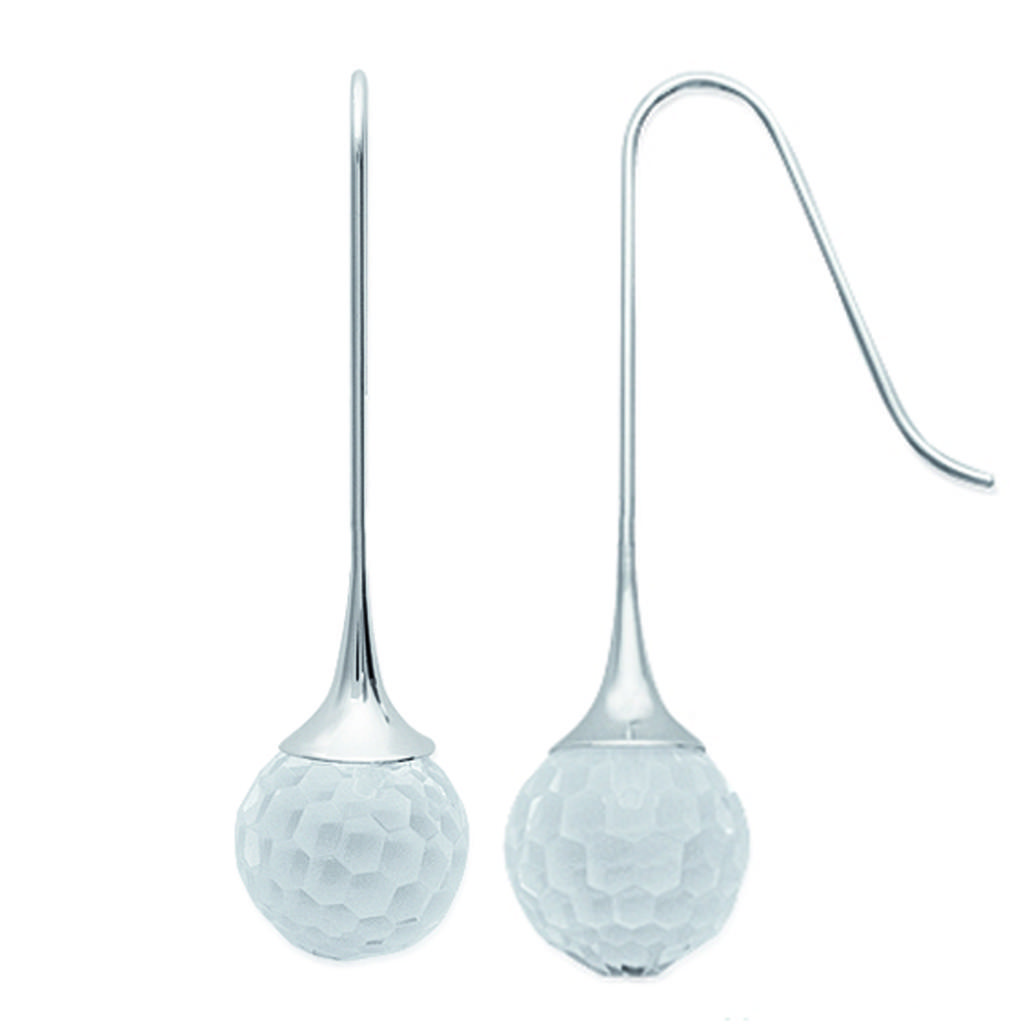 Les Trésors De Lily [K5161] - Silver White 'Sissi' Steel Earrings - 12 Mm