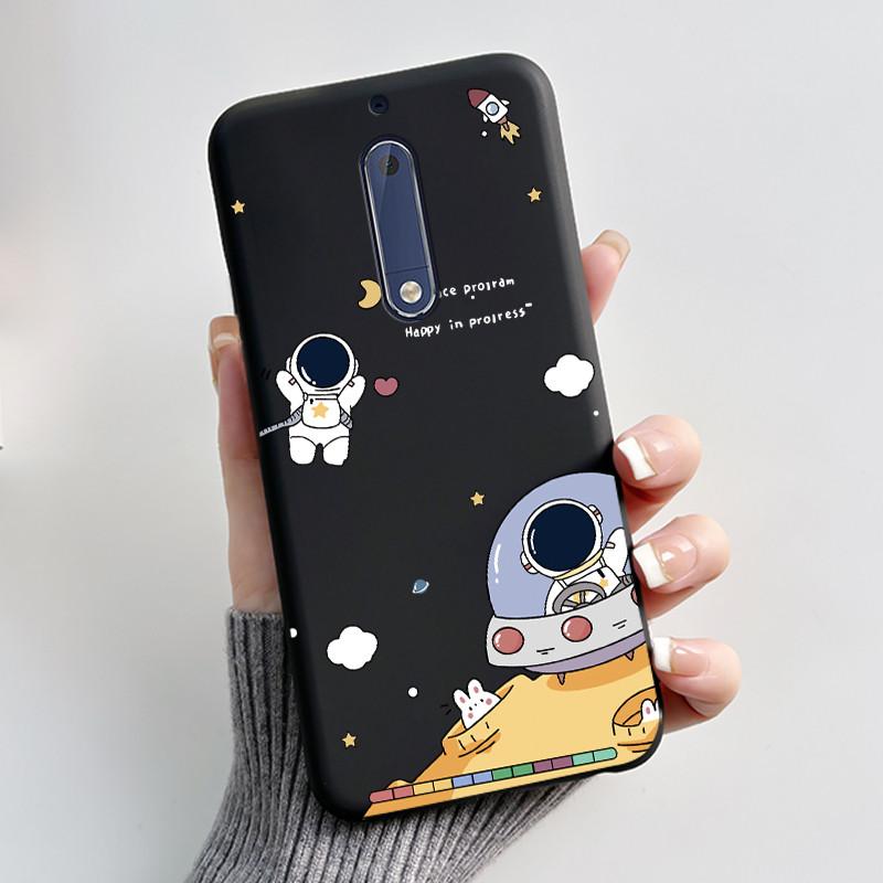 Casing For Nokia 5 Aesthetic Fashion Cute Cat Cartoon Black Soft TPU Phone Case For Nokia 5 Cover TA-1053 TA-1024 Housing Bumper
