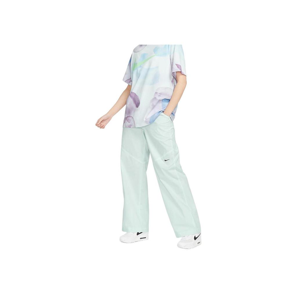Nike Sportswear Essentials Series Solid Color Small Logo High Waist Straight Leg Casual Pants Women Bottoms Light-Green FB8285-394