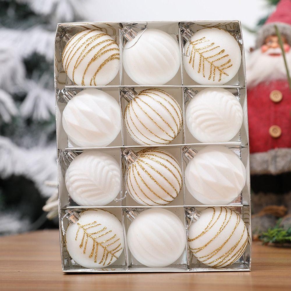 12pcs 6cm Painted Christmas Pendant Ball Christmas Tree Hanging Decoration  Home Xmas Decor