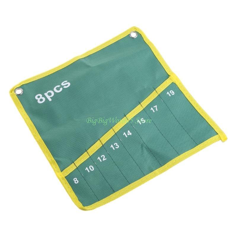 24TE 8 Pockets Durable Canvas Spanner Wrench Tool Roll Up Storage Bag CN