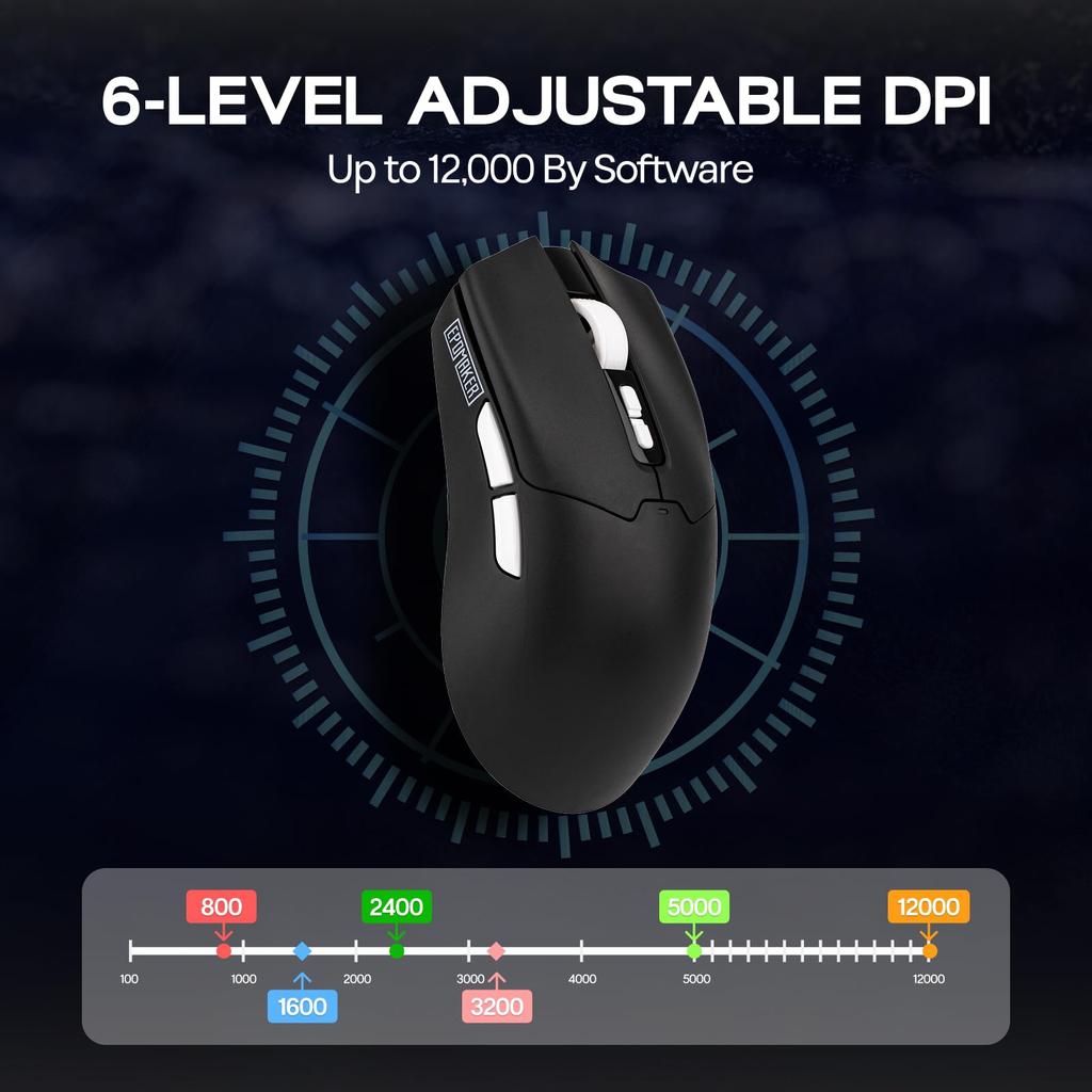 EPOMAKER Click Lite Wireless Gaming DPI PAW3311 500mAh Compatible with and 5 Programmable Buttons Mouse, 800-12,000 Adjustable, Sensor,
